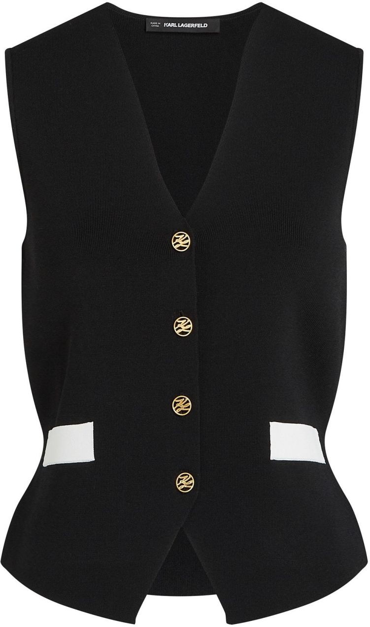 Karl Lagerfeld Pletená vesta  čierna / biela