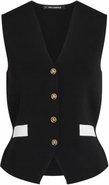 Karl Lagerfeld Pletená vesta  čierna / biela