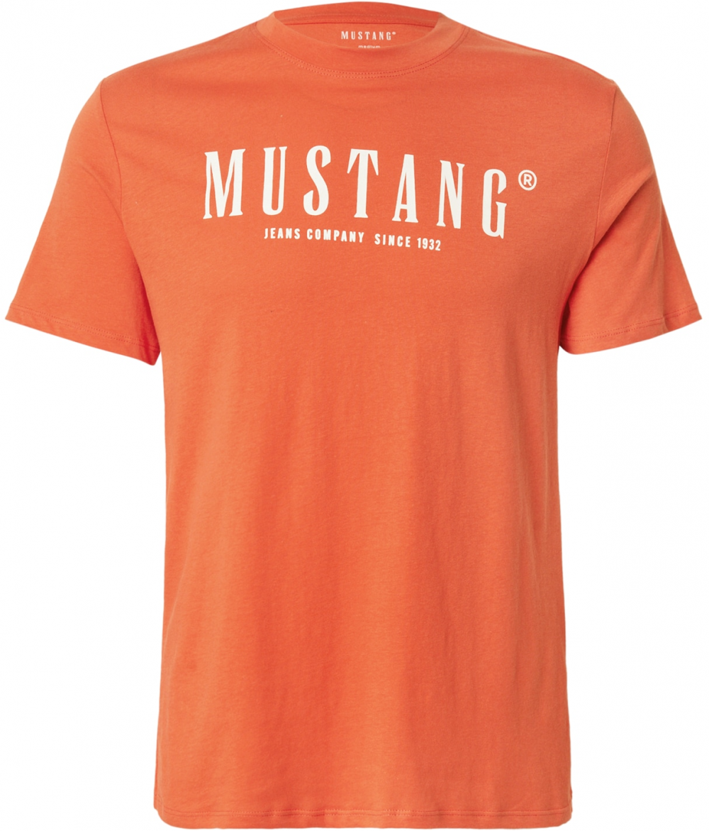 MUSTANG Tričko 'Austin'  oranžovo červená / biela