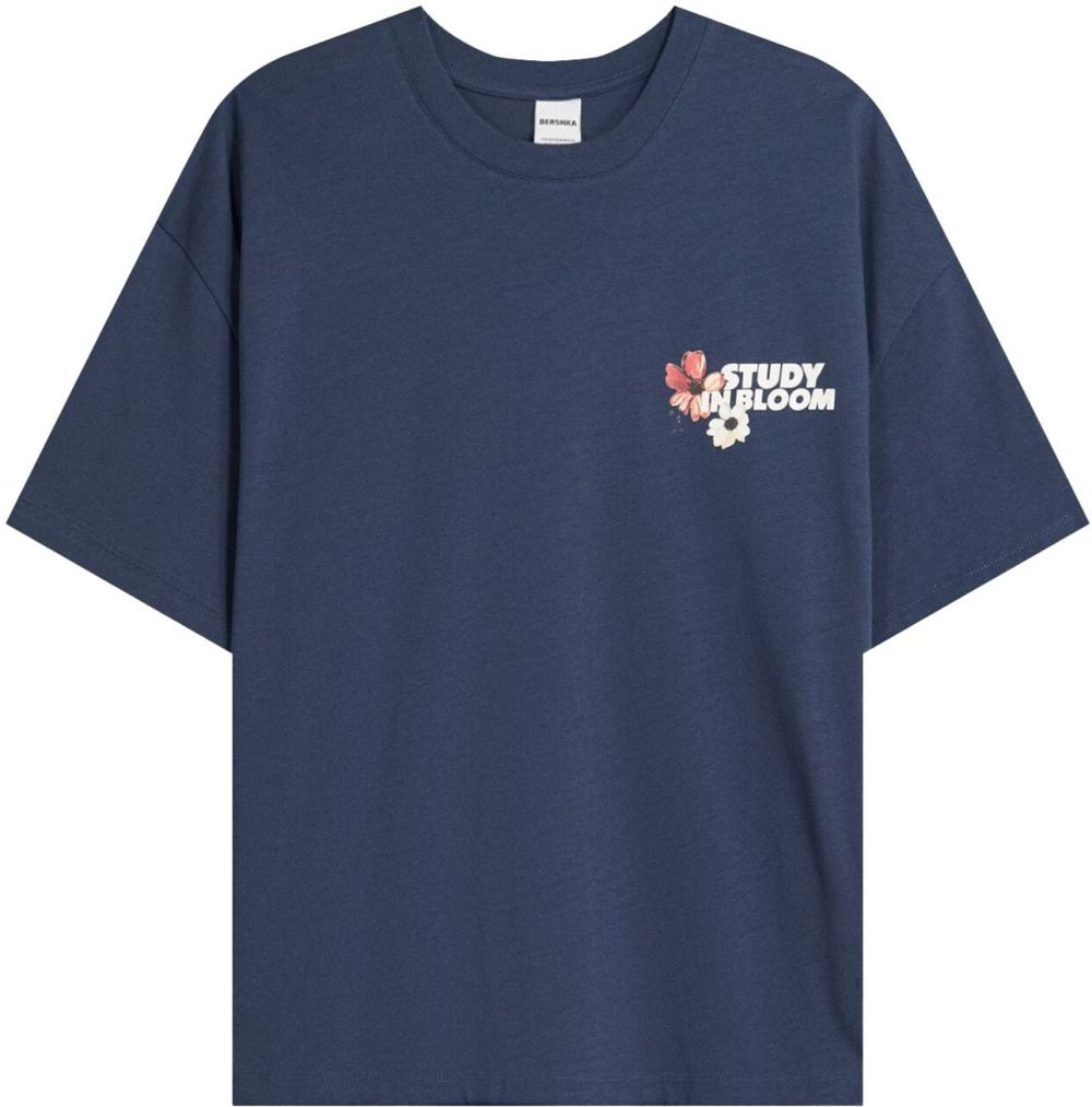 Bershka Tričko  námornícka modrá / svetložltá / ružová / červená