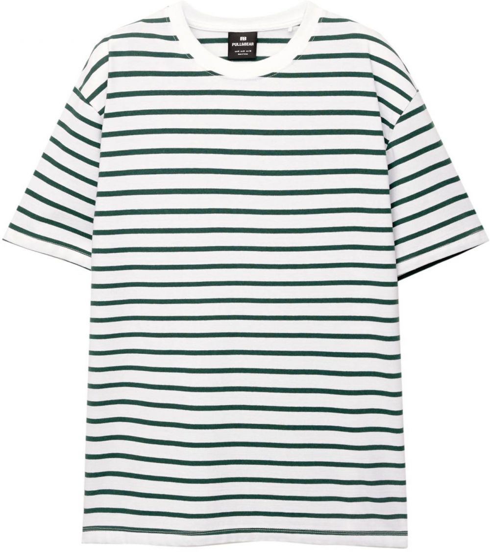 Pull&Bear Tričko  zelená / biela