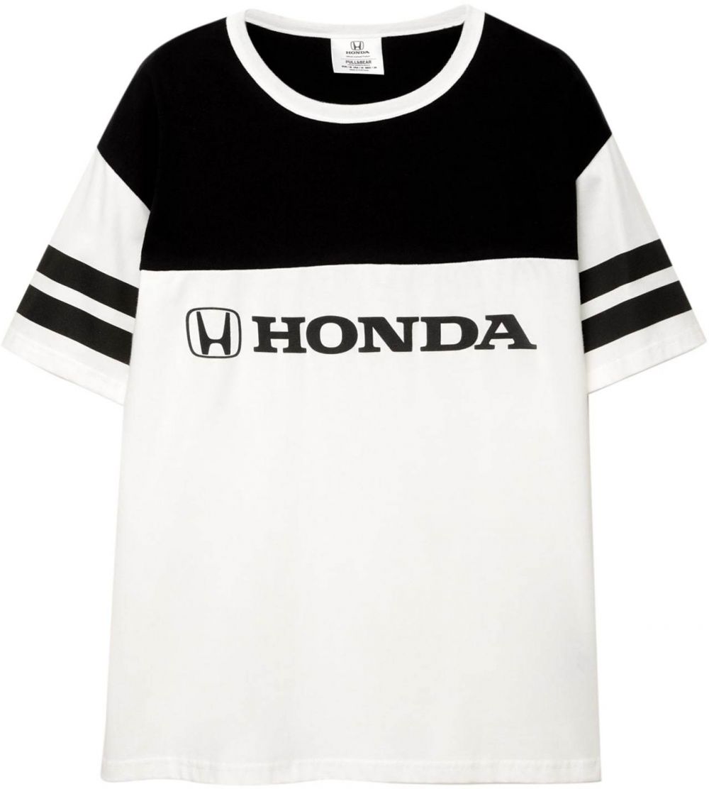Pull&Bear Tričko 'HONDA'  čierna / šedobiela