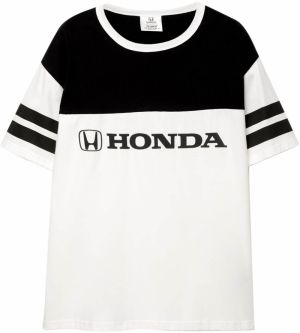 Pull&Bear Tričko 'HONDA'  čierna / šedobiela