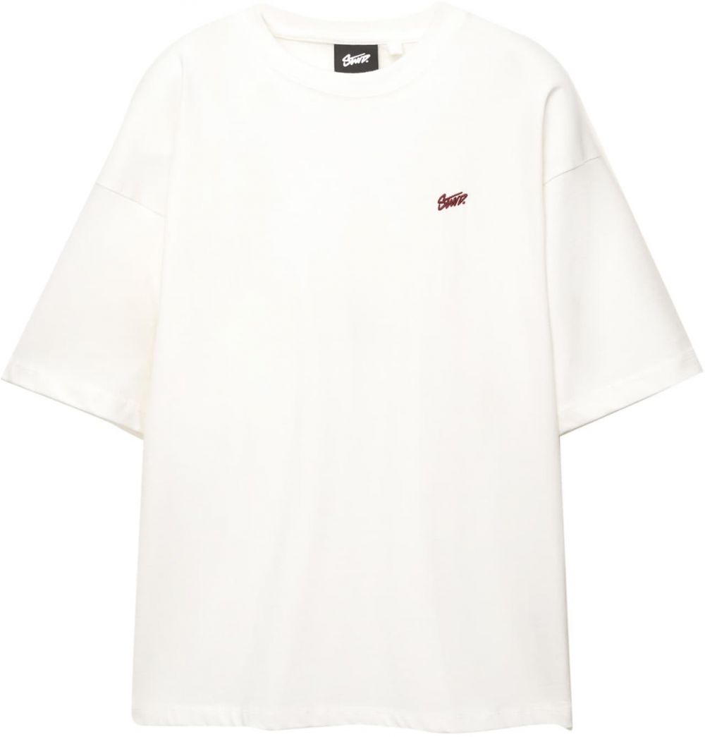 Pull&Bear Tričko  bordová / biela