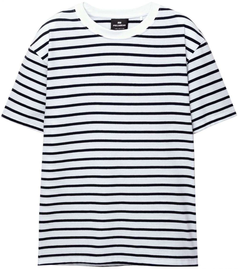 Pull&Bear Tričko  tmavomodrá / biela