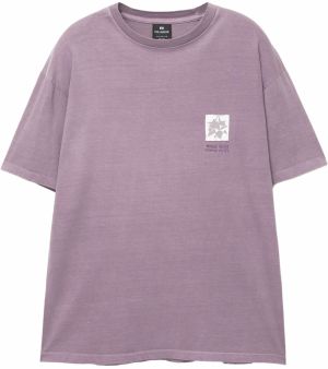 Pull&Bear Tričko 'Rogue Tribe'  sivá / svetlofialová / černicová / biela
