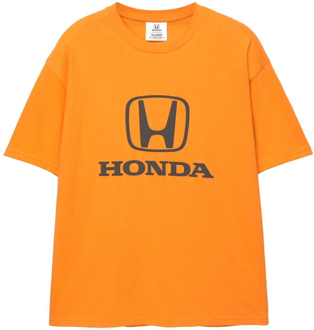 Pull&Bear Tričko 'HONDA'  tmavooranžová / čierna