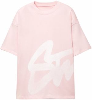 Pull&Bear Tričko 'STWD'  ružová / biela