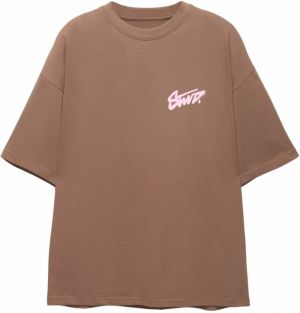 Pull&Bear Tričko 'STWD'  svetlohnedá / ružová