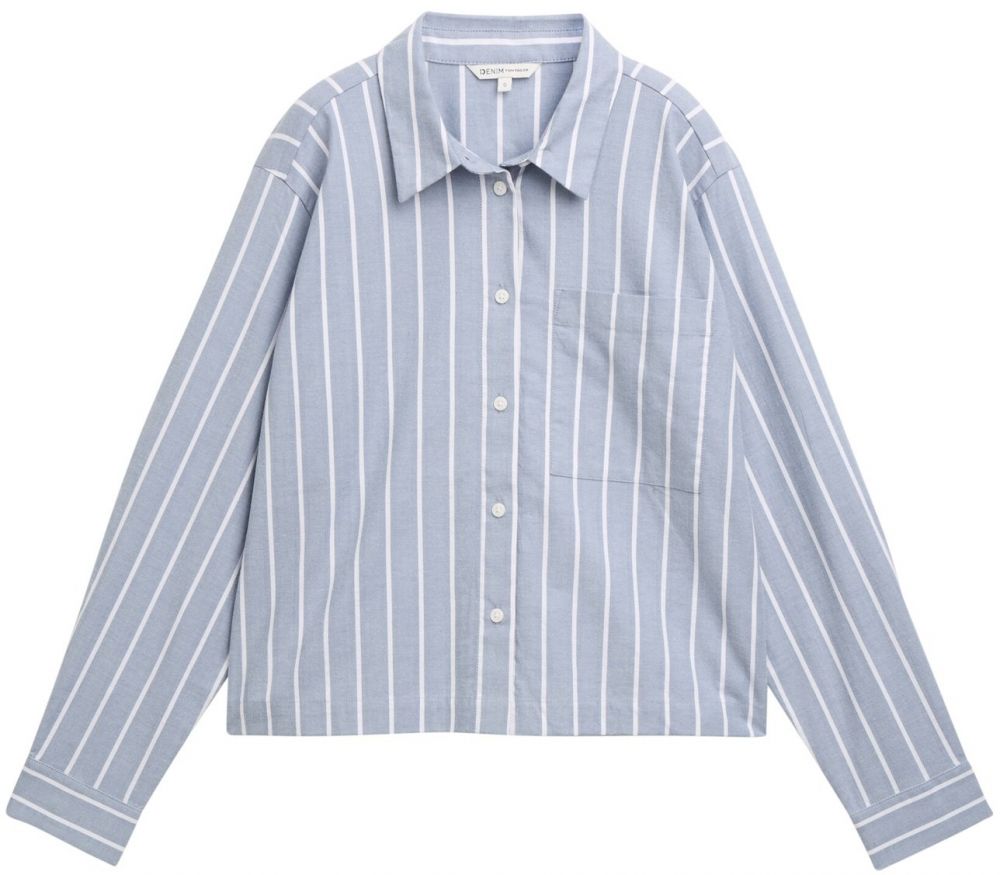 TOM TAILOR DENIM Blúzka  modrosivá / biela