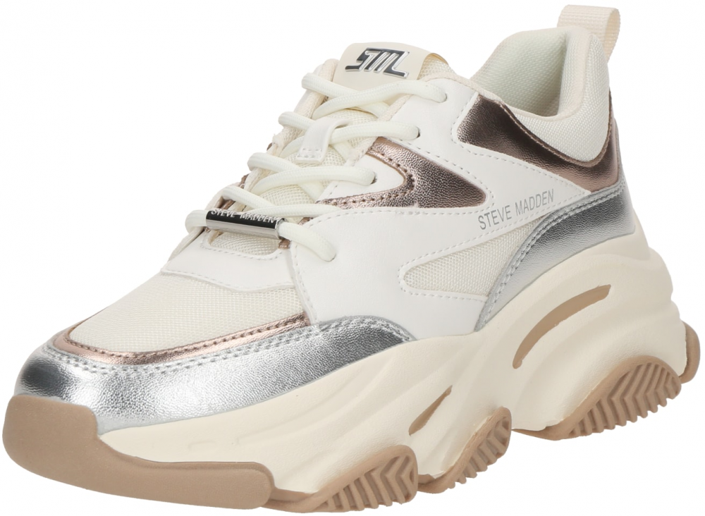 STEVE MADDEN Nízke tenisky 'PROGRESSIVE'  bronzová / strieborná / prírodná biela