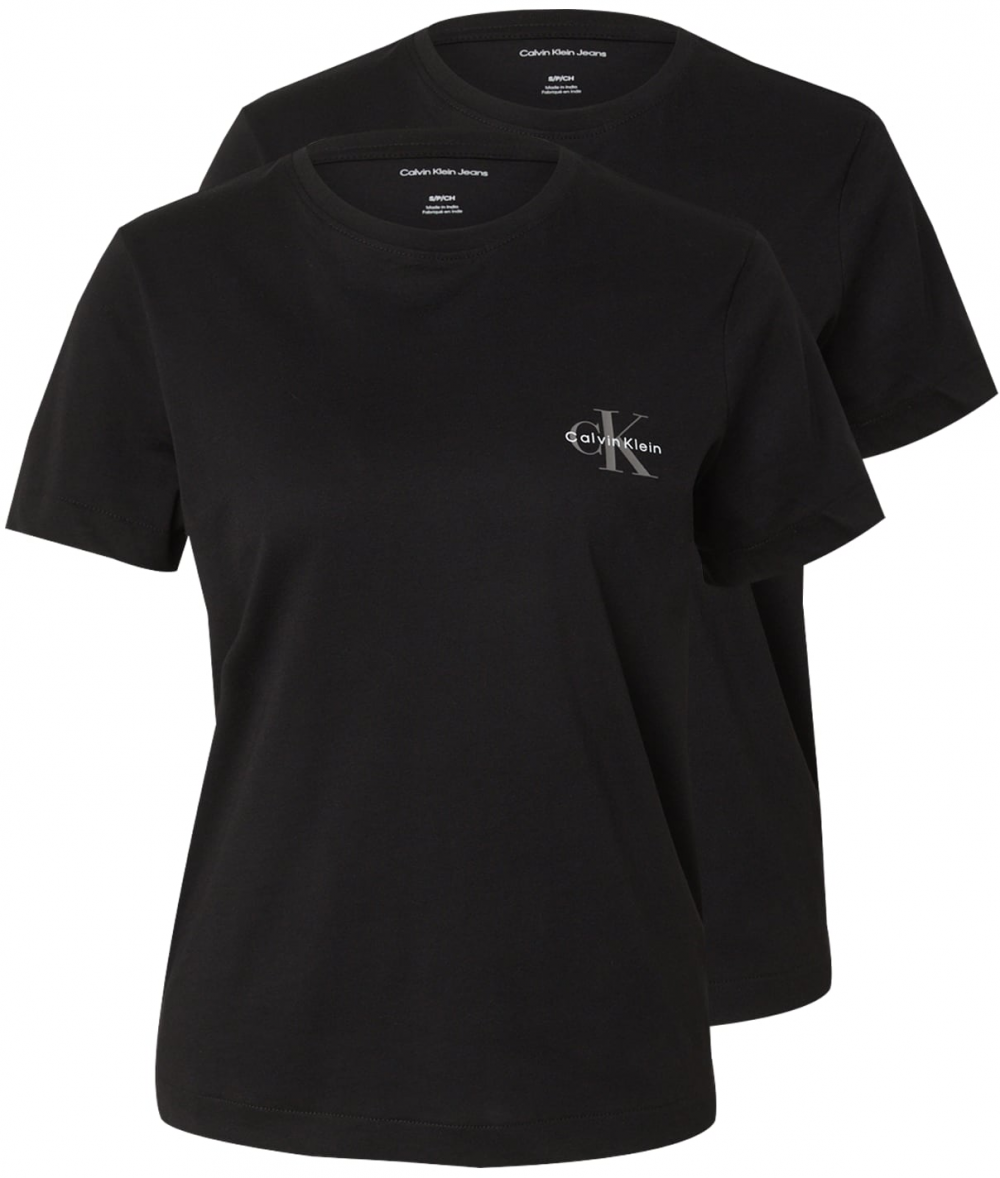 Calvin Klein Jeans Tričko  sivá / čierna / biela