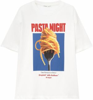 Pull&Bear Tričko  modrá / oranžová / červená / biela