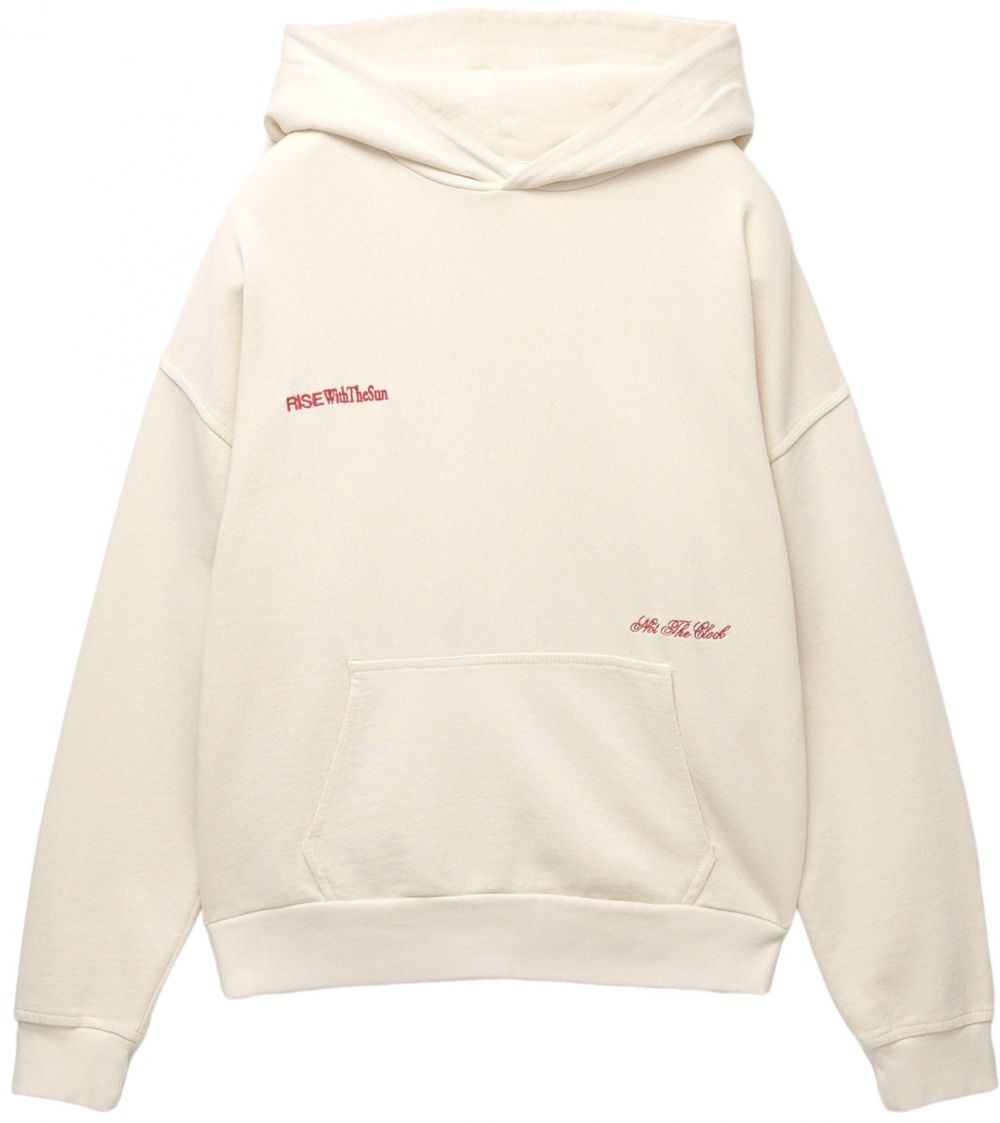 Pull&Bear Mikina 'PACIFIC'  slonová kosť / brusnicová