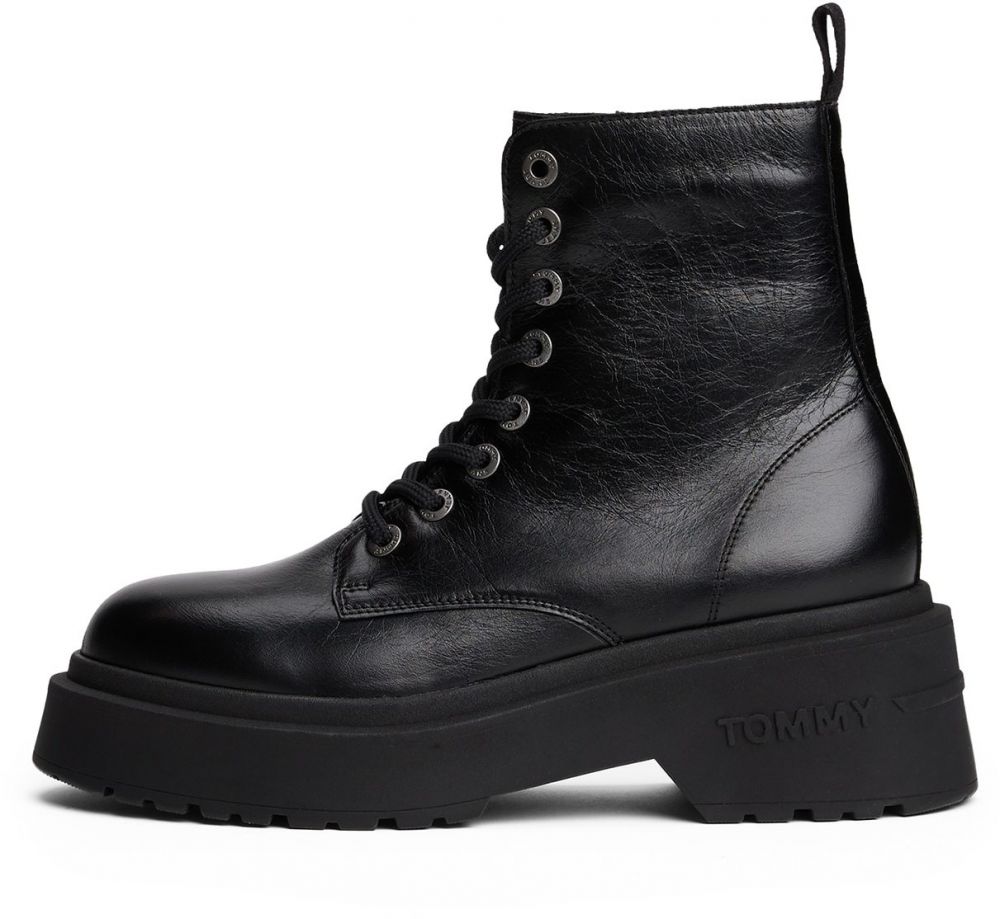 Tommy Jeans Šnurovacie členkové čižmy  čierna