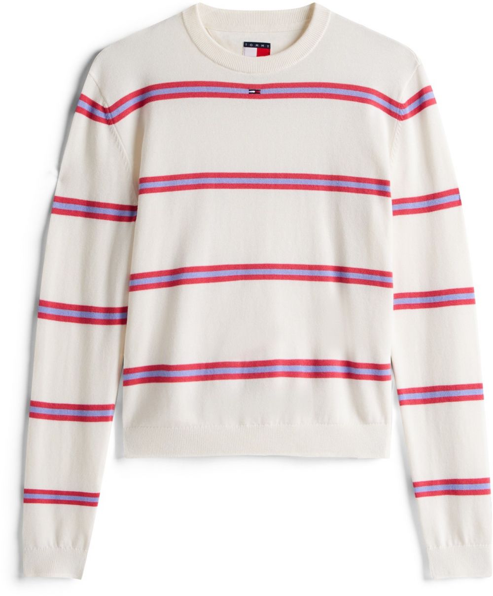 Tommy Jeans Sveter 'Essential'  námornícka modrá / levanduľová / malinová / biela