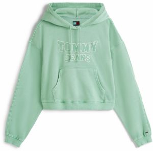 Tommy Jeans Mikina 'VARSITY'  mätová / biela