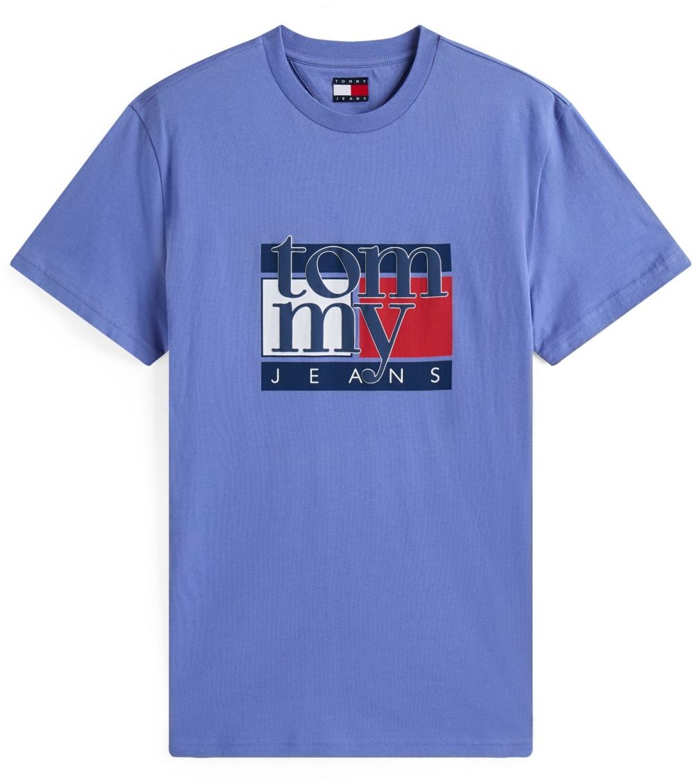 Tommy Jeans Tričko  námornícka modrá / nebesky modrá / červená / biela