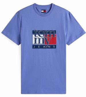 Tommy Jeans Tričko  námornícka modrá / nebesky modrá / červená / biela