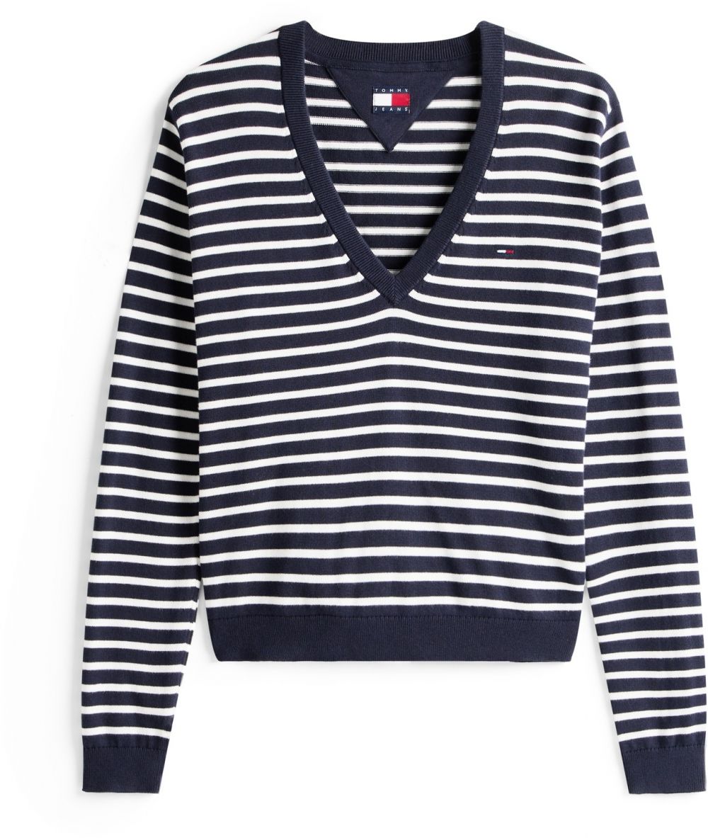 Tommy Jeans Sveter 'Essential'  námornícka modrá / biela