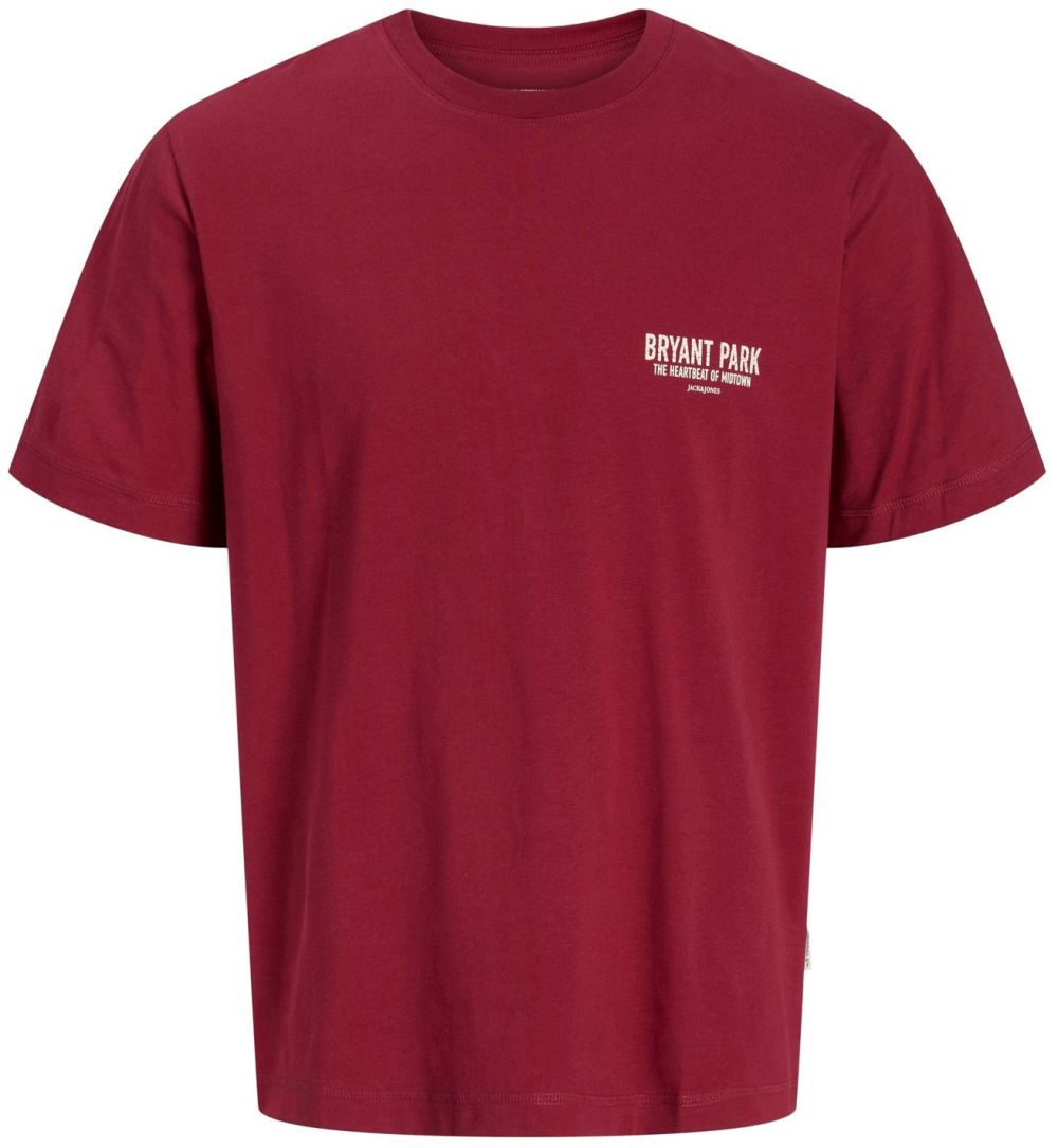 JACK & JONES Tričko 'JORYORK'  bordová / biela
