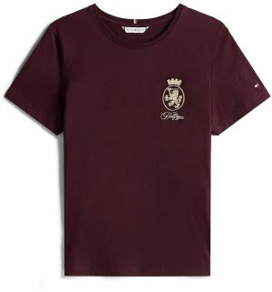 TOMMY HILFIGER Tričko  zlatá / vínovo červená