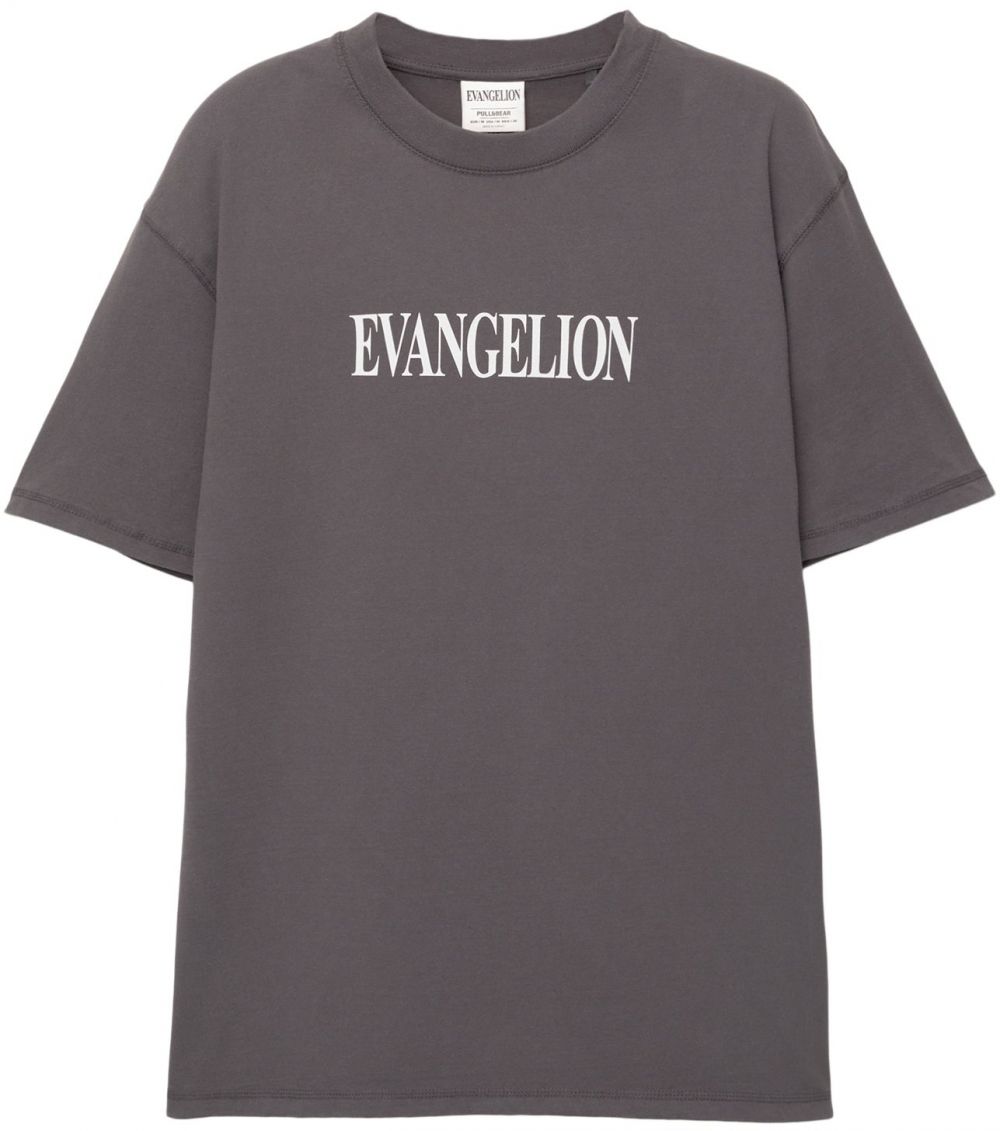 Pull&Bear Tričko 'EVANGELION'  sivá / oranžová / biela