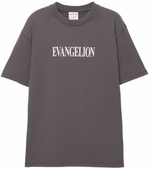 Pull&Bear Tričko 'EVANGELION'  sivá / oranžová / biela