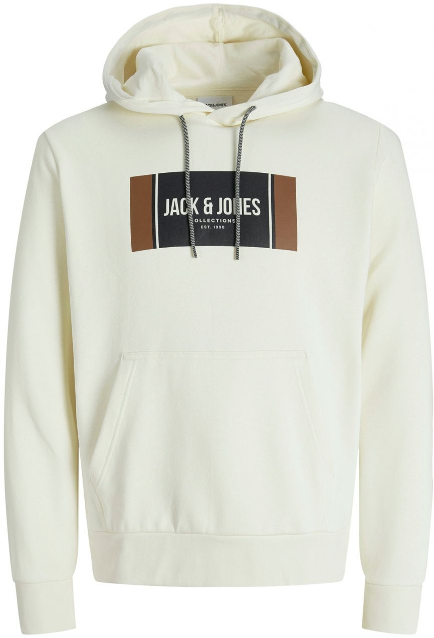 JACK & JONES Mikina 'JJHayato'  hnedá / čierna / biela ako vlna