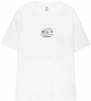 Pull&Bear Tričko 'HONDA CIVIC'  antracitová / červená / čierna / biela