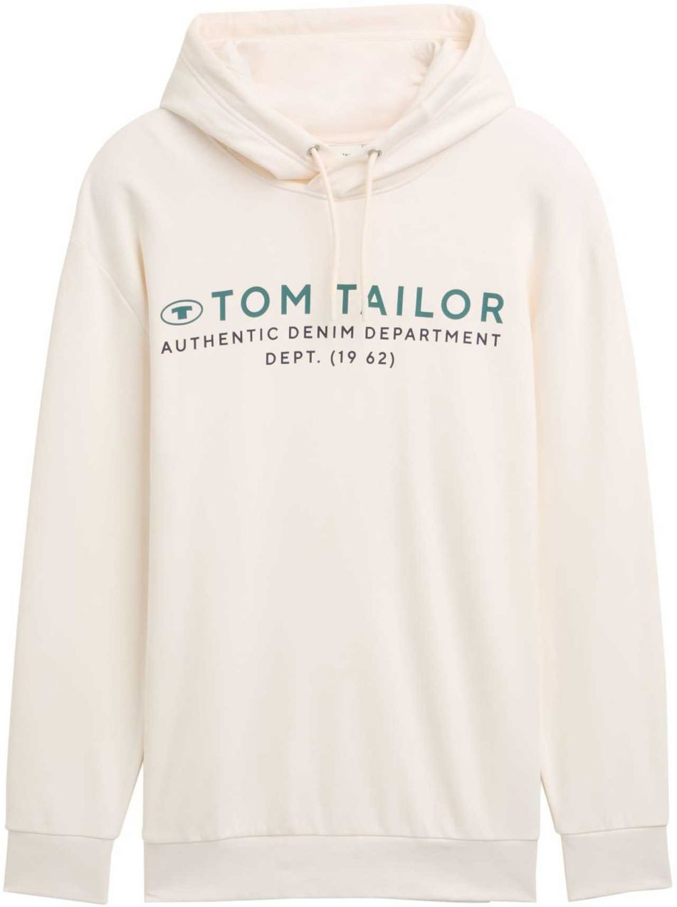TOM TAILOR Men + Mikina  smaragdová / čierna / biela ako vlna