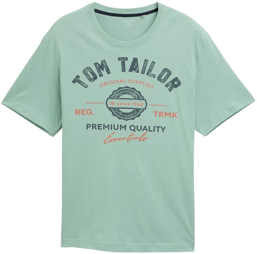 TOM TAILOR Men + Tričko  tmavomodrá / svetlozelená / oranžová