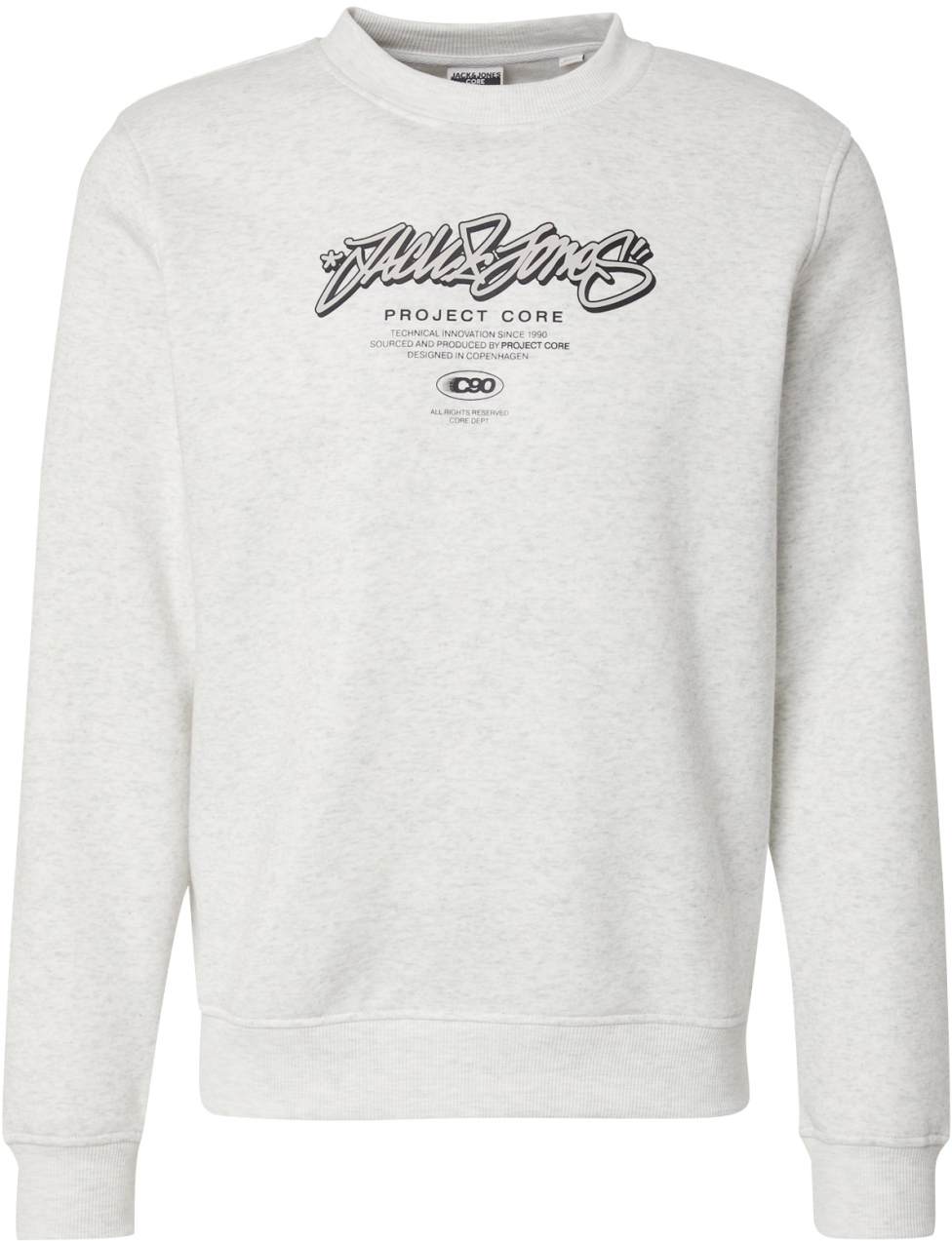 JACK & JONES Mikina 'JCOSCRIPTURE'  svetlosivá / čierna / biela melírovaná