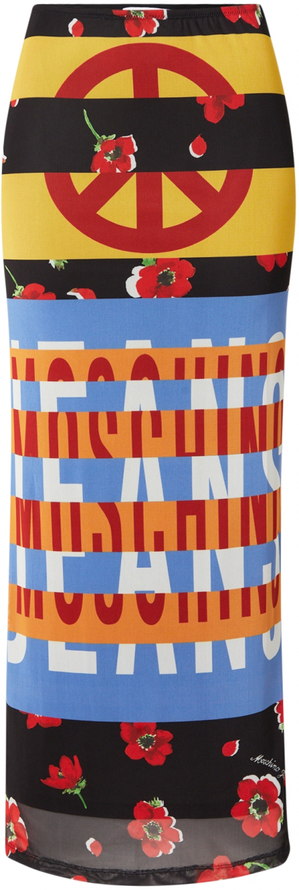 Moschino Jeans Sukňa  modrá denim / tmavočervená / čierna / biela