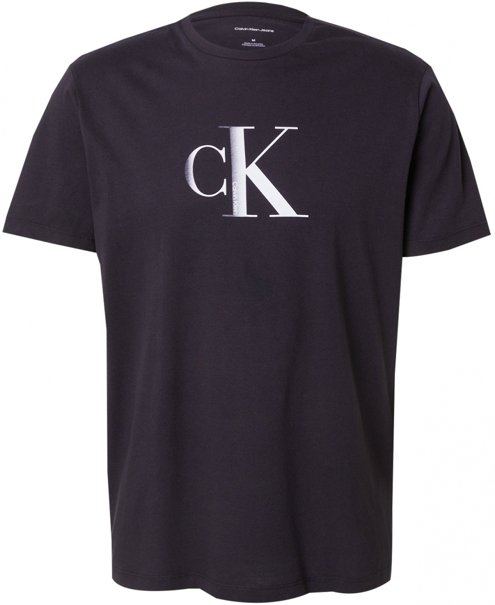 Calvin Klein Jeans Tričko  striebornosivá / čierna / biela