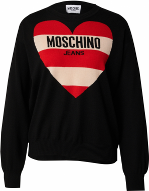 Moschino Jeans Sveter  pastelovo ružová / červená / čierna