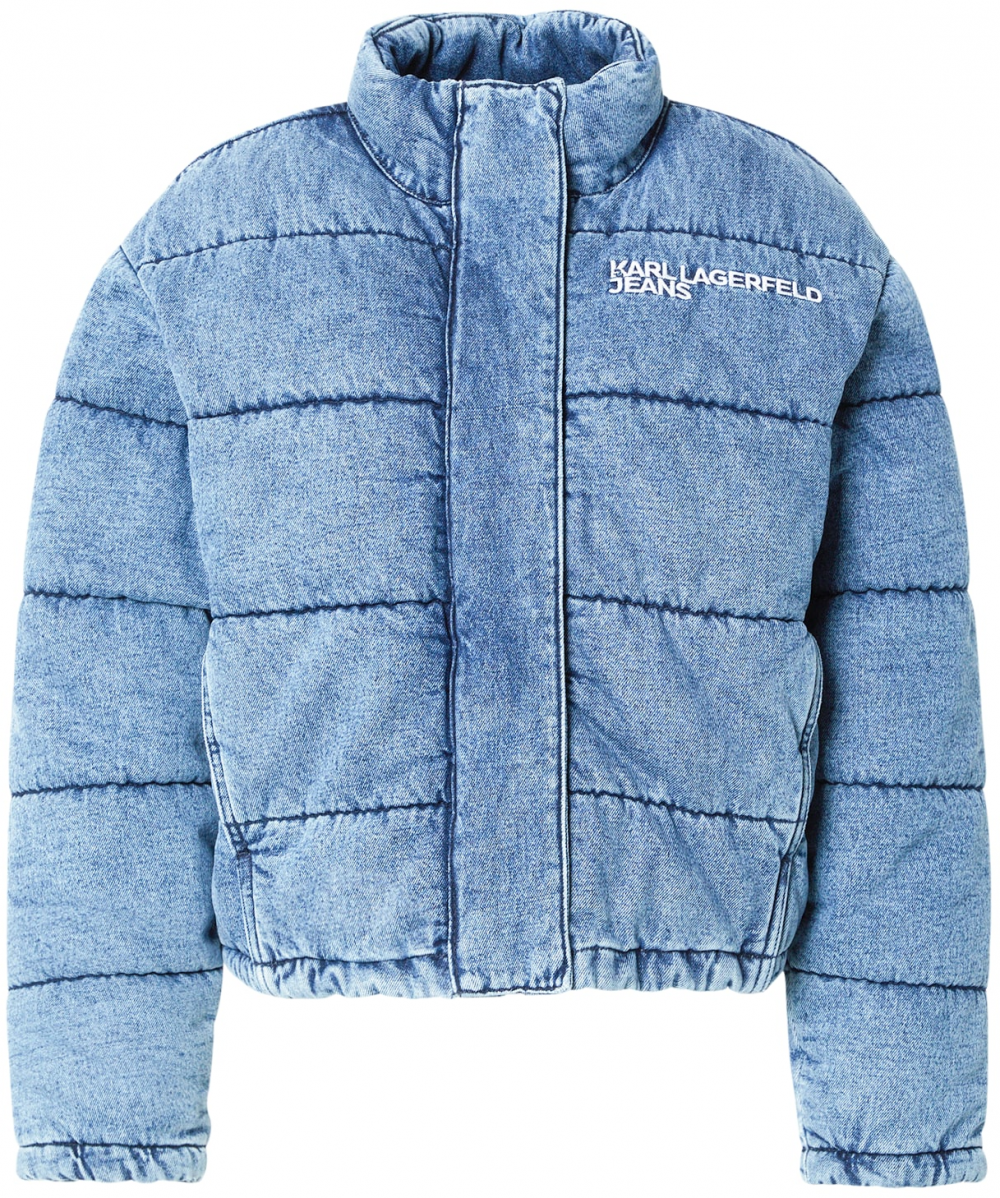 KARL LAGERFELD JEANS Prechodná bunda  modrá denim / biela
