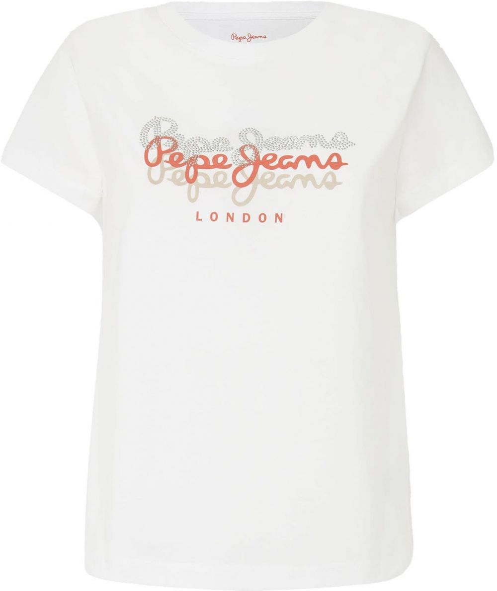 Pepe Jeans Tričko 'GALEY'  oranžová / strieborná / biela