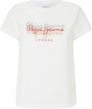 Pepe Jeans Tričko 'GALEY'  oranžová / strieborná / biela
