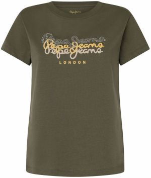 Pepe Jeans Tričko 'GALEY'  citrónová / olivová / strieborná