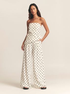 St MRLO Nohavice 'SEB WIDE LEG PANTS'  čierna / biela
