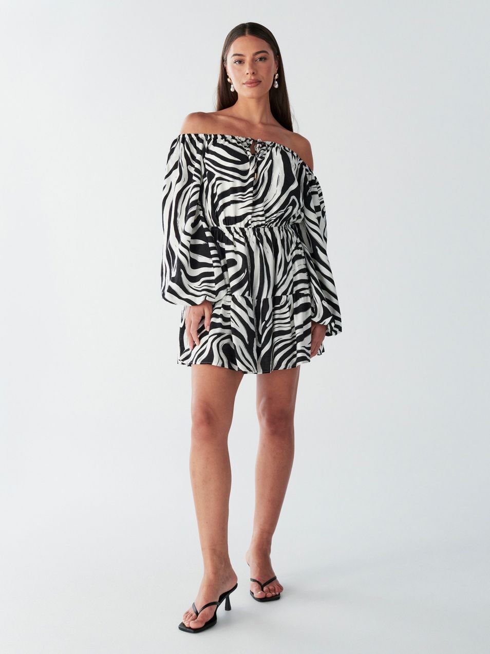 BWLDR Šaty 'BRIA MINI DRESS'  čierna / biela