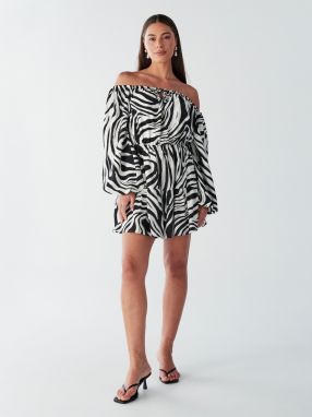 BWLDR Šaty 'BRIA MINI DRESS'  čierna / biela