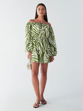 BWLDR Šaty 'BRIA MINI DRESS'  olivová / biela