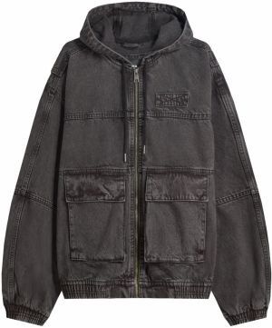 Bershka Prechodná bunda  čierny denim