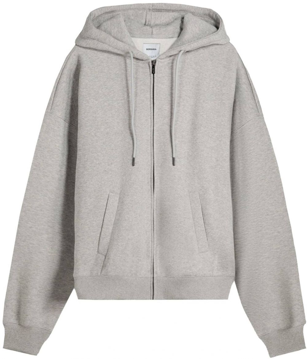 Bershka Tepláková bunda  sivá melírovaná