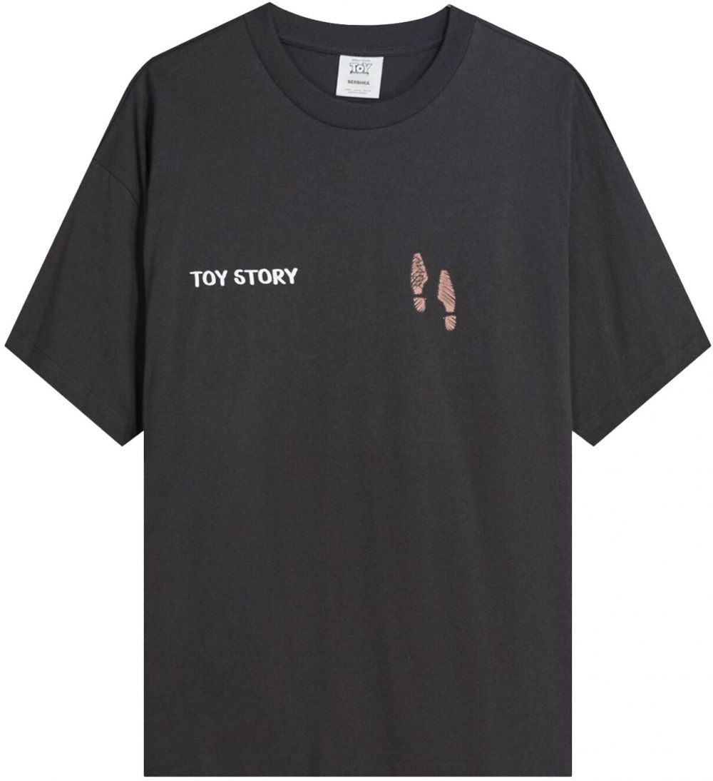 Bershka Tričko 'TOY STORY'  hnedá / žltá / tmavosivá / biela