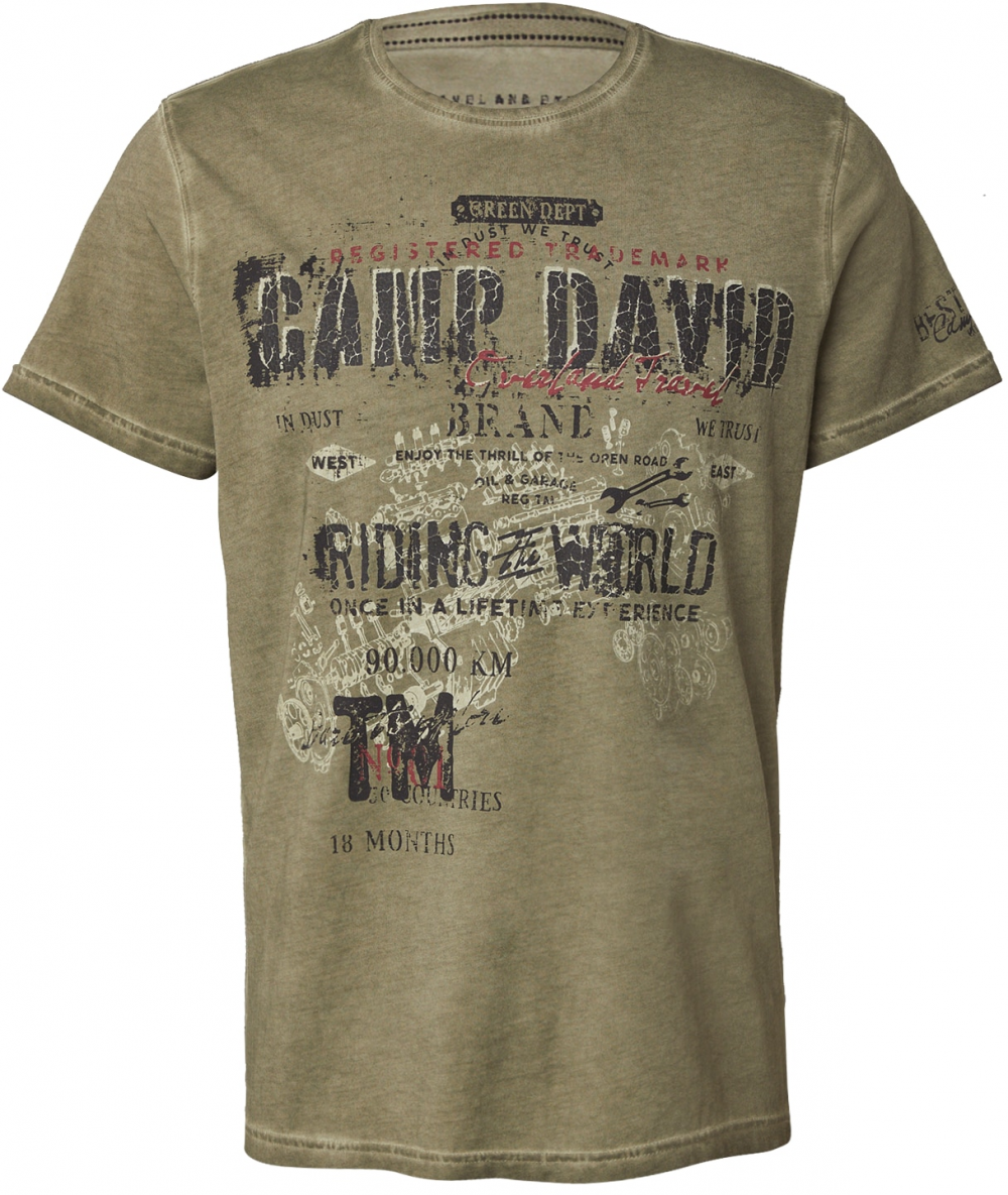 CAMP DAVID Tričko  kaki / červená / čierna