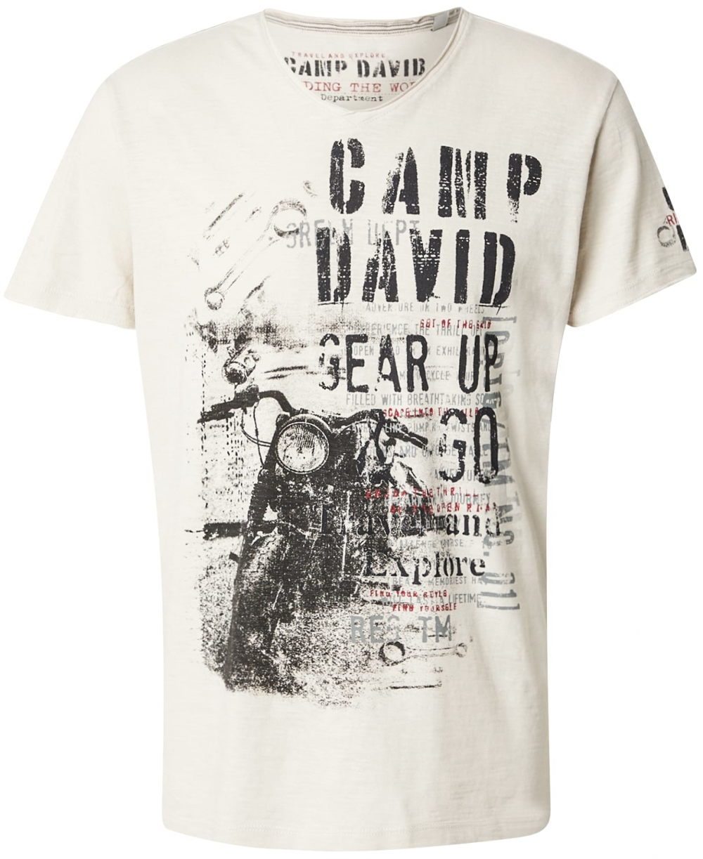CAMP DAVID Tričko  tmavosivá / biela