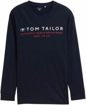 TOM TAILOR Men + Tričko  tmavomodrá / červená / šedobiela